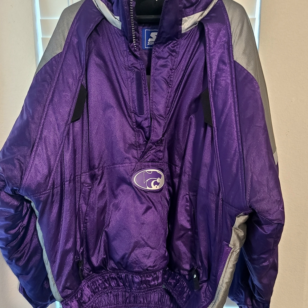 Vintage Starter Hooded Pullover KSU K-State Kansas State University Wildcats L